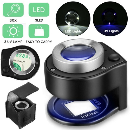 30x magnifying glass with - glass, uv